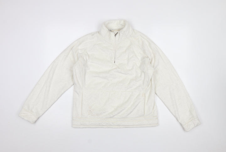 Weird Fish Women Ivory Fleece Pullover Sweatshirt M 1/4 Zip Polyester