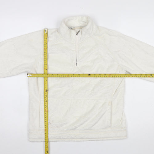 Weird Fish Women Ivory Fleece Pullover Sweatshirt M 1/4 Zip Polyester