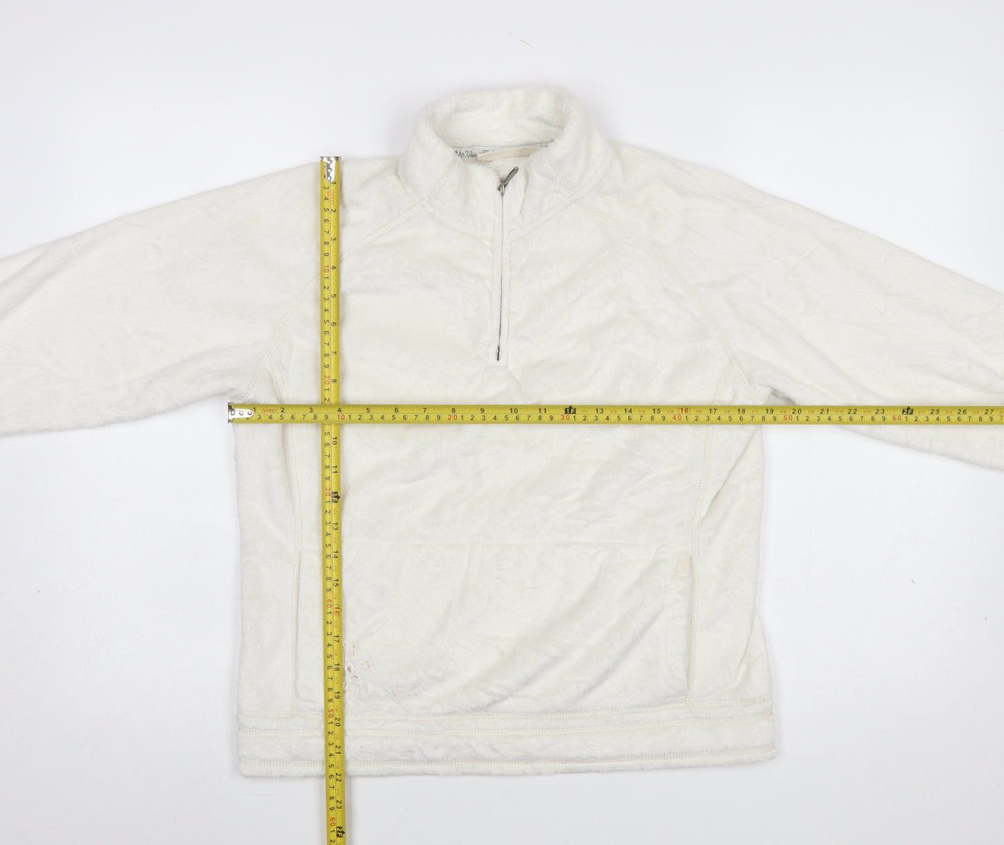 Weird Fish Women Ivory Fleece Pullover Sweatshirt M 1/4 Zip Polyester