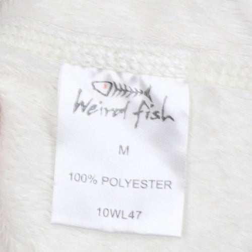 Weird Fish Women Ivory Fleece Pullover Sweatshirt M 1/4 Zip Polyester