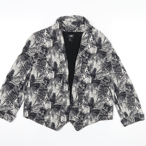 H&M Women's Black Snake Print Blazer Jacket Size 12 Single Breasted
