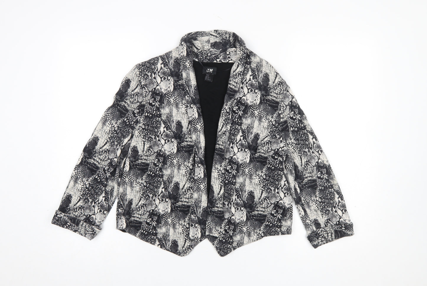 H&M Women's Black Snake Print Blazer Jacket Size 12 Single Breasted