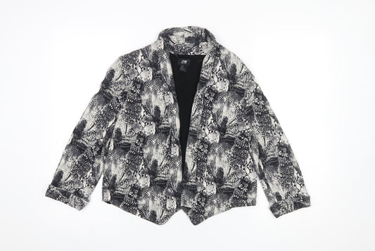 H&M Women's Black Snake Print Blazer Jacket Size 12 Single Breasted
