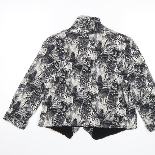 H&M Women's Black Snake Print Blazer Jacket Size 12 Single Breasted