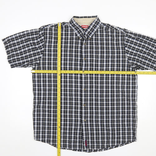Wrangler Men Blue Check Short Sleeve Button-Up Shirt L