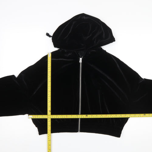 H&M Divided Women Black Velvet Full Zip Hoodie L