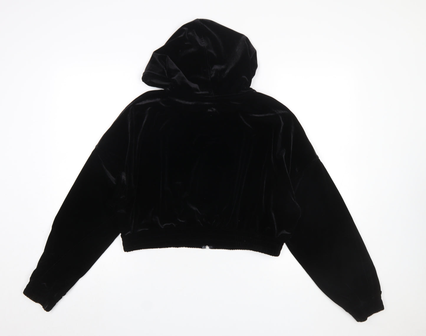 H&M Divided Women Black Velvet Full Zip Hoodie L