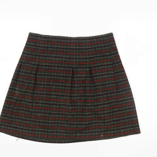 Jigsaw Women’s Multicoloured Wool A-Line Plaid Skirt Size 10