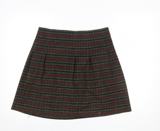 Jigsaw Women’s Multicoloured Wool A-Line Plaid Skirt Size 10