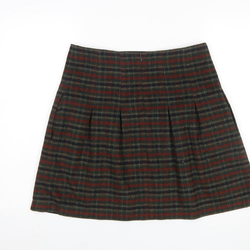 Jigsaw Women’s Multicoloured Wool A-Line Plaid Skirt Size 10