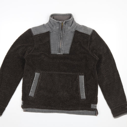 Fat Face Men’s Brown Fleece 1/4 Zip Pullover Sweatshirt Size S