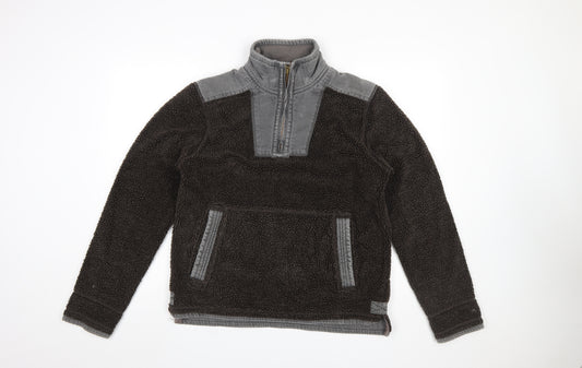 Fat Face Men’s Brown Fleece 1/4 Zip Pullover Sweatshirt Size S