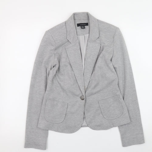 Atmosphere Womens Grey Blazer Size 10 Regular Fit Single Button