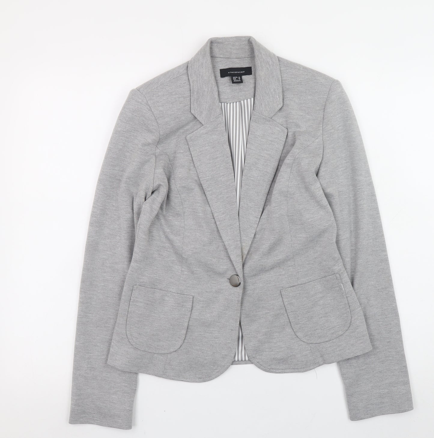 Atmosphere Womens Grey Blazer Size 10 Regular Fit Single Button