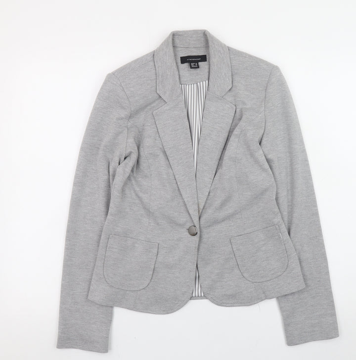 Atmosphere Womens Grey Blazer Size 10 Regular Fit Single Button
