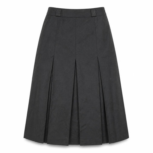 Front view of Bianca women’s black midi pleated lined formal skirt, size UK 10