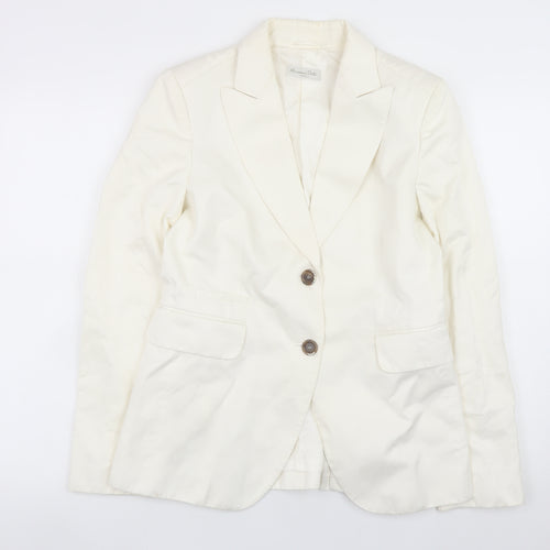 Massimo Dutti Women Ivory Cotton Linen Blazer Size 12