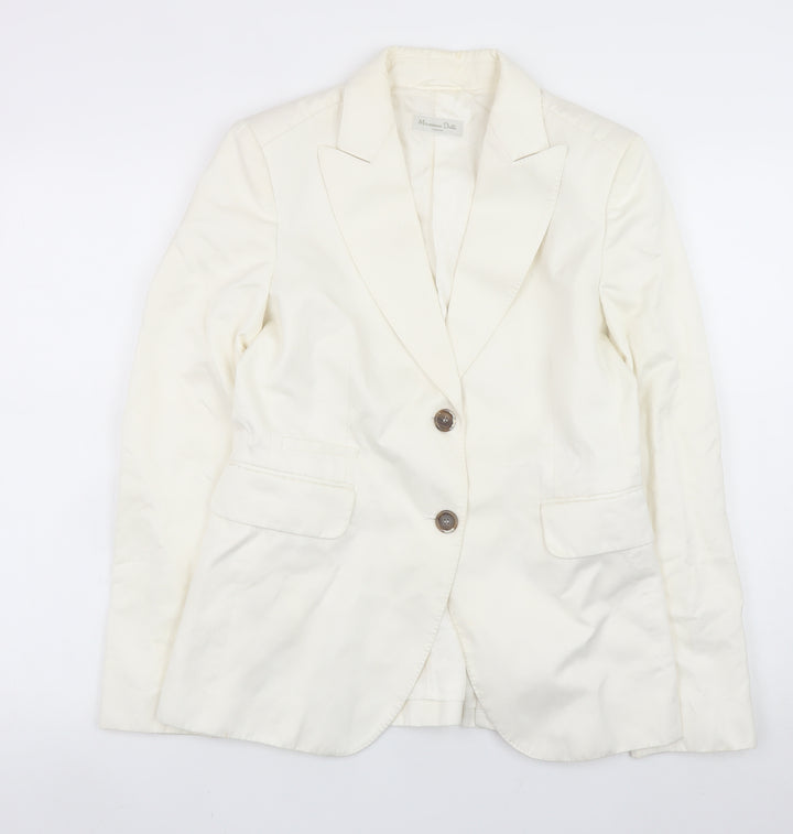 Massimo Dutti Women Ivory Cotton Linen Blazer Size 12