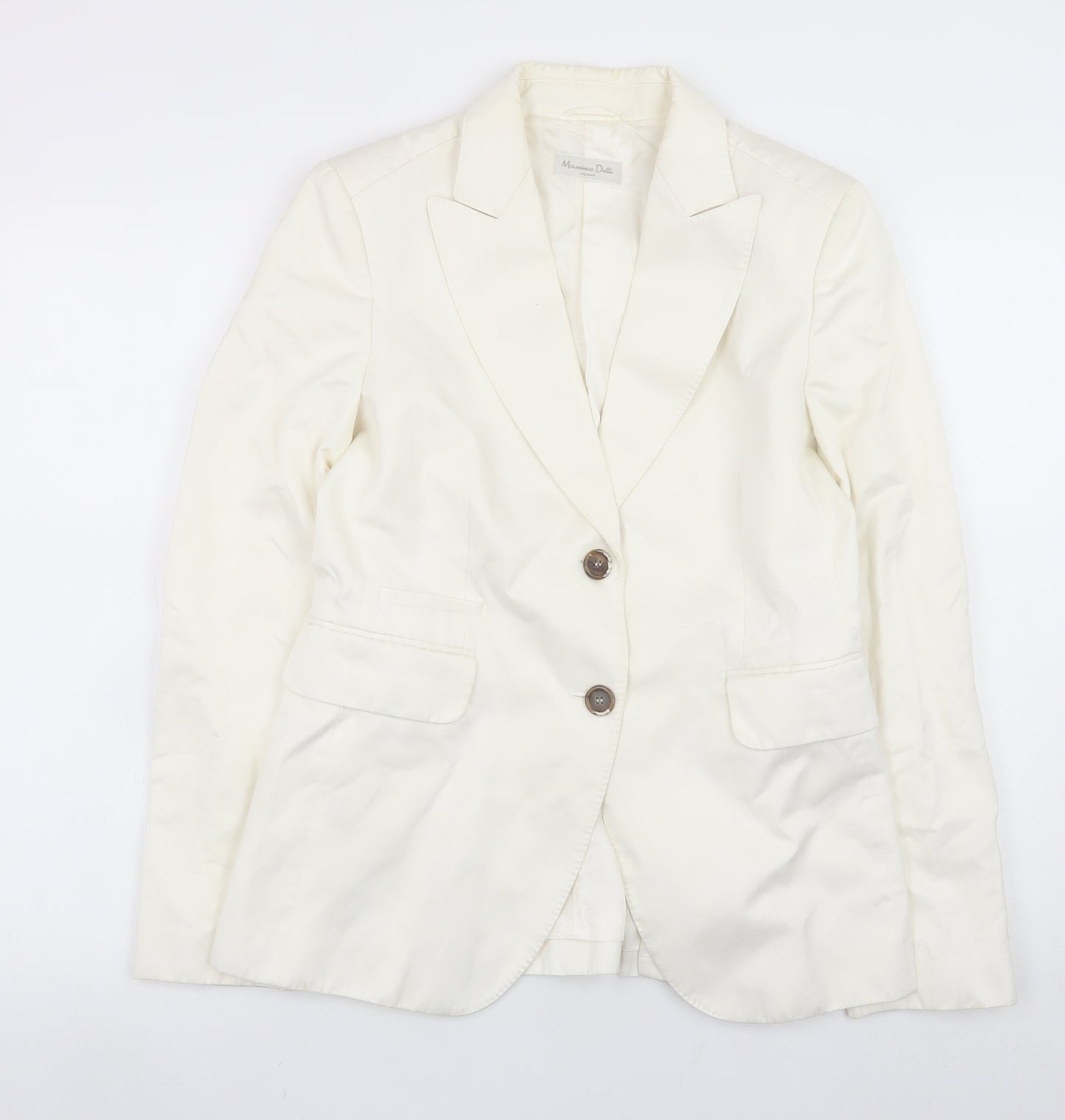 Massimo Dutti Women Ivory Cotton Linen Blazer Size 12