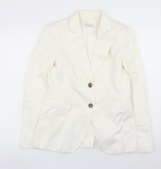Massimo Dutti Women Ivory Cotton Linen Blazer Size 12