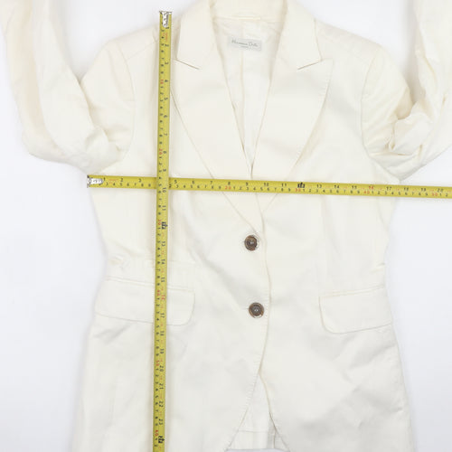 Massimo Dutti Women Ivory Cotton Linen Blazer Size 12