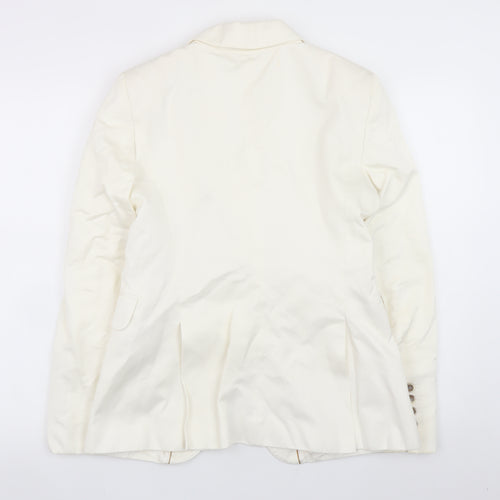 Massimo Dutti Women Ivory Cotton Linen Blazer Size 12