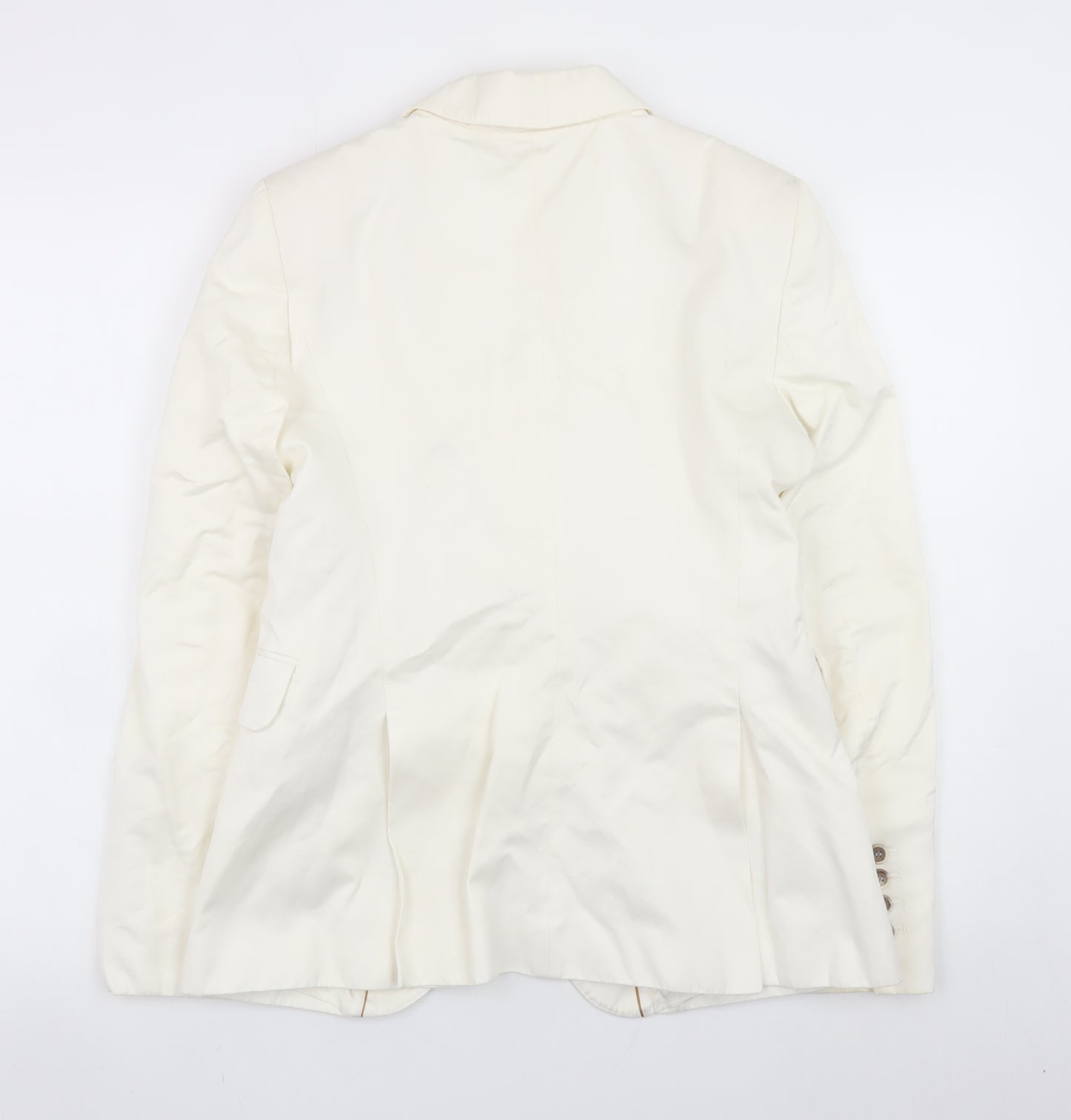 Massimo Dutti Women Ivory Cotton Linen Blazer Size 12