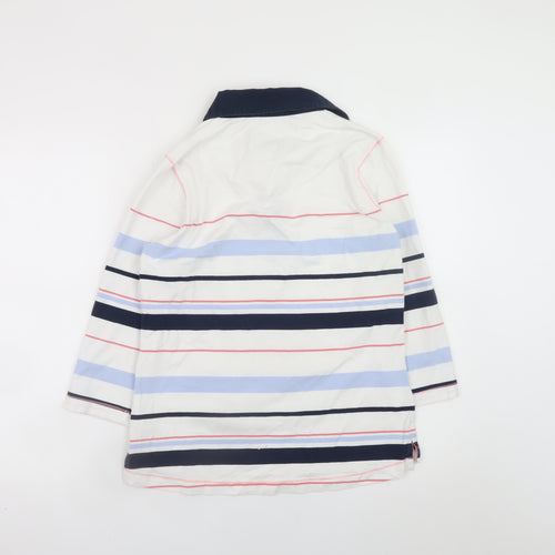 Dash Women White Multi Striped Henley Sweatshirt Size 10