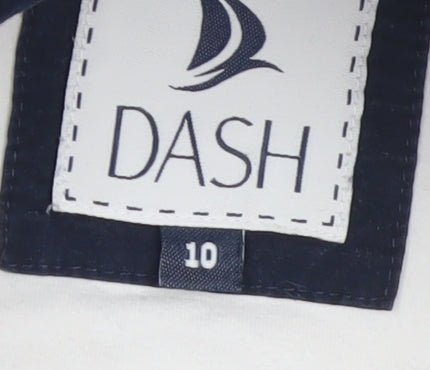 Dash Women White Multi Striped Henley Sweatshirt Size 10