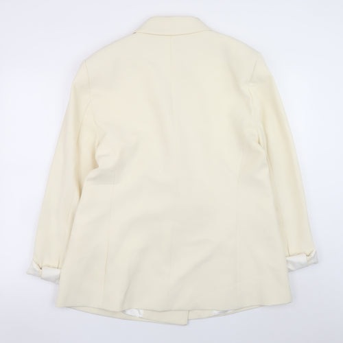Zara Women Ivory Blazer XL Regular Fit Mid-Length Jacket