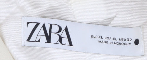 Zara Women Ivory Blazer XL Regular Fit Mid-Length Jacket