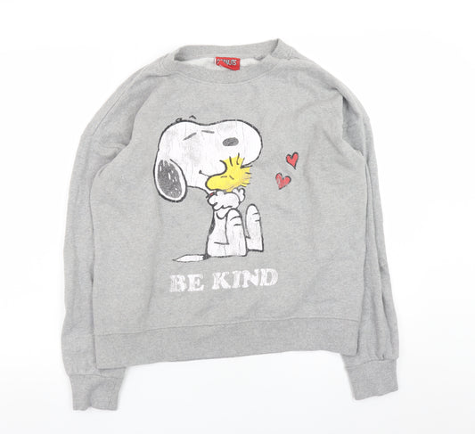 Peanuts Womens Grey Medium Pullover Sweatshirt Snoopy Be Kind