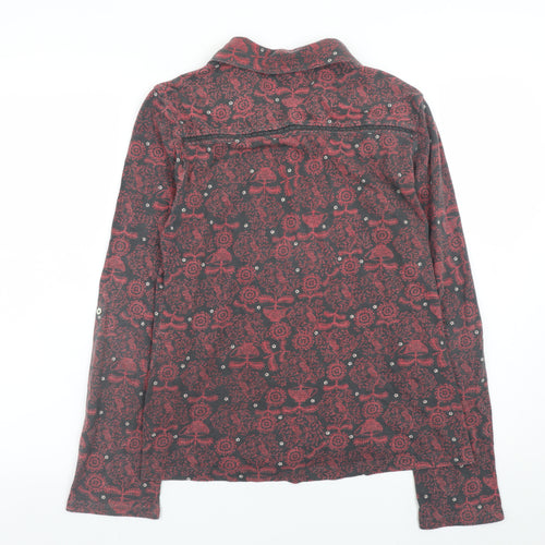 White Stuff Womens Red Floral Cotton Button-Up Shirt Size 12
