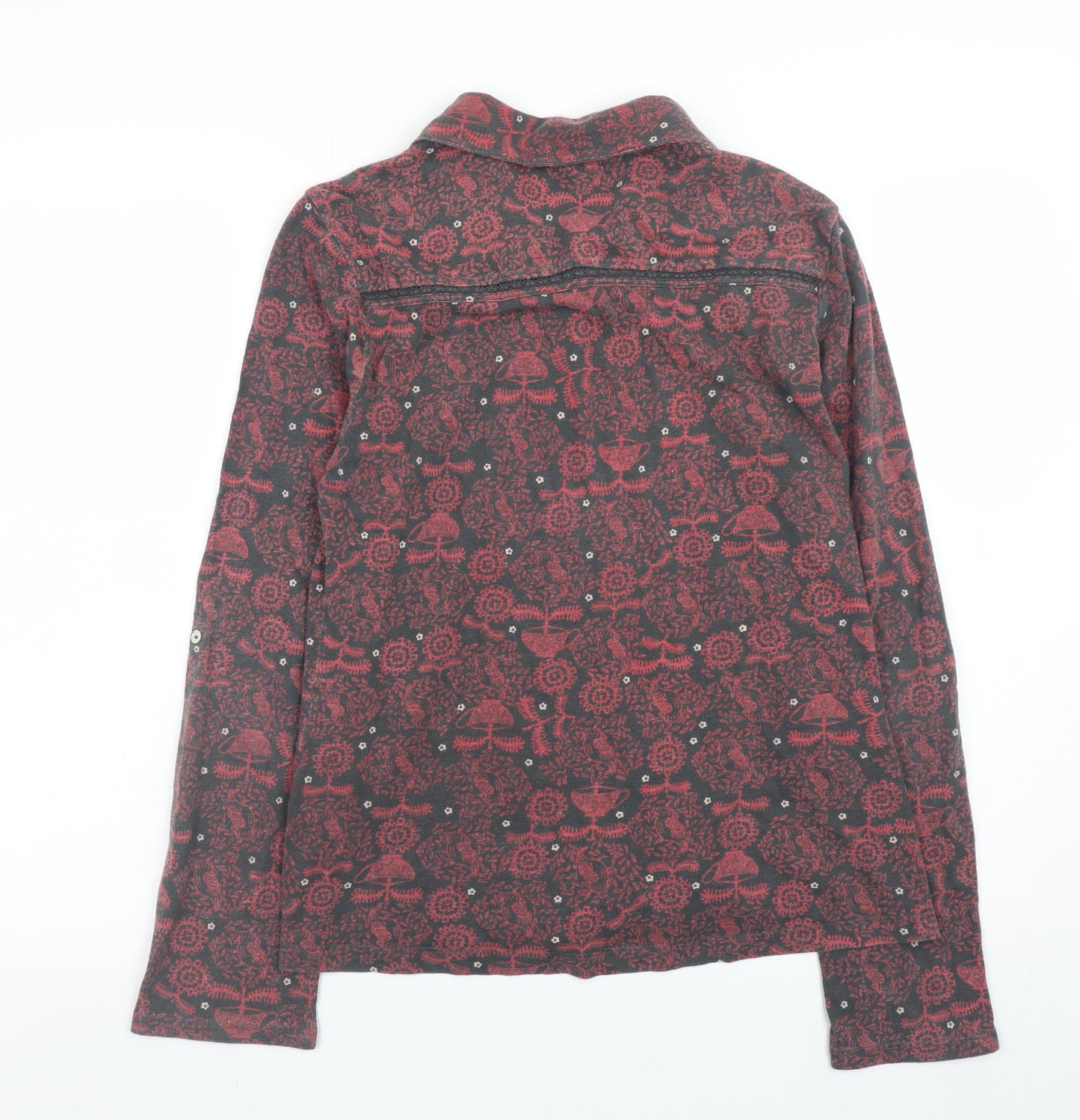 White Stuff Womens Red Floral Cotton Button-Up Shirt Size 12