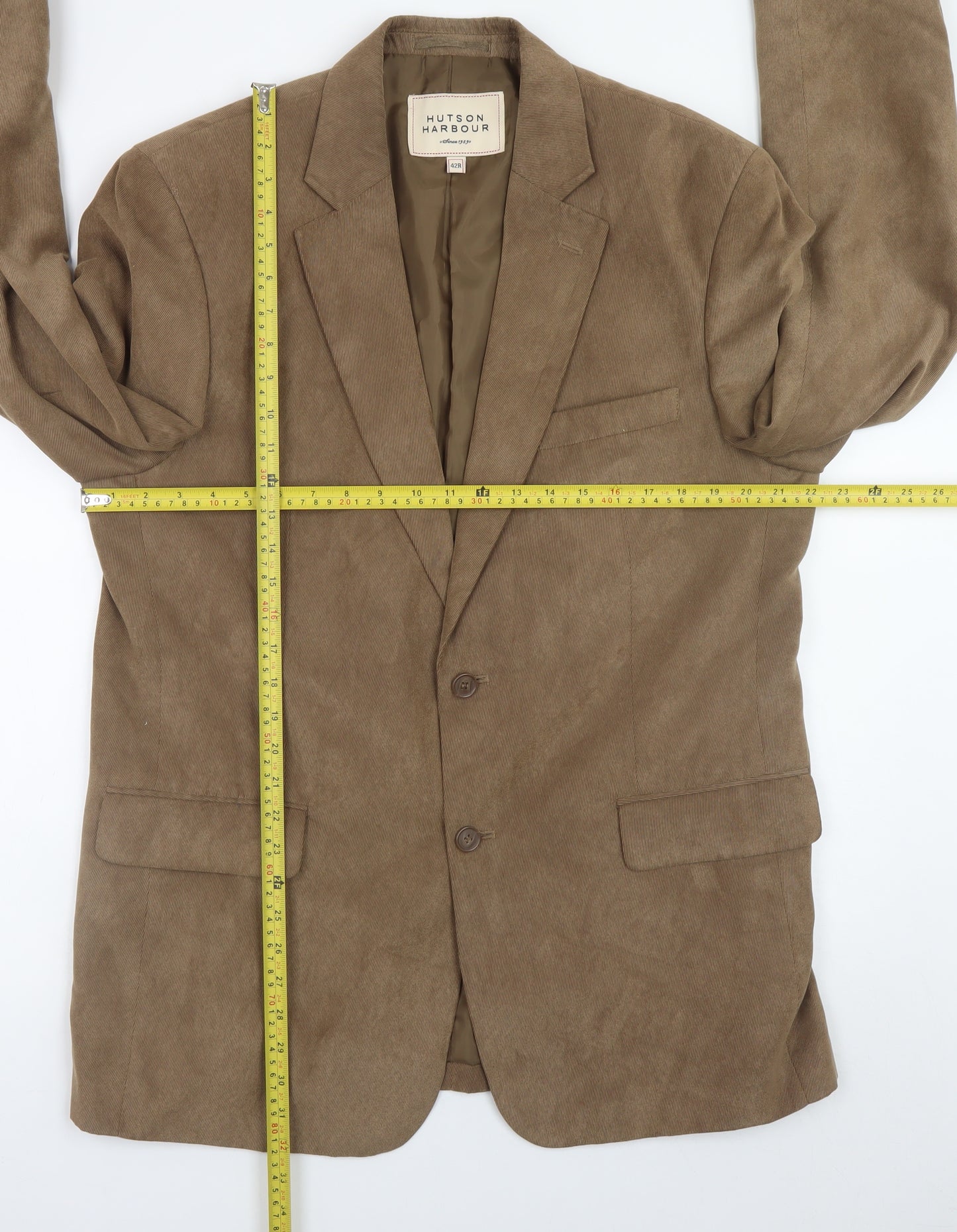 Hutson Harbour Men's Beige Polyester Blazer 42R Classic Fit