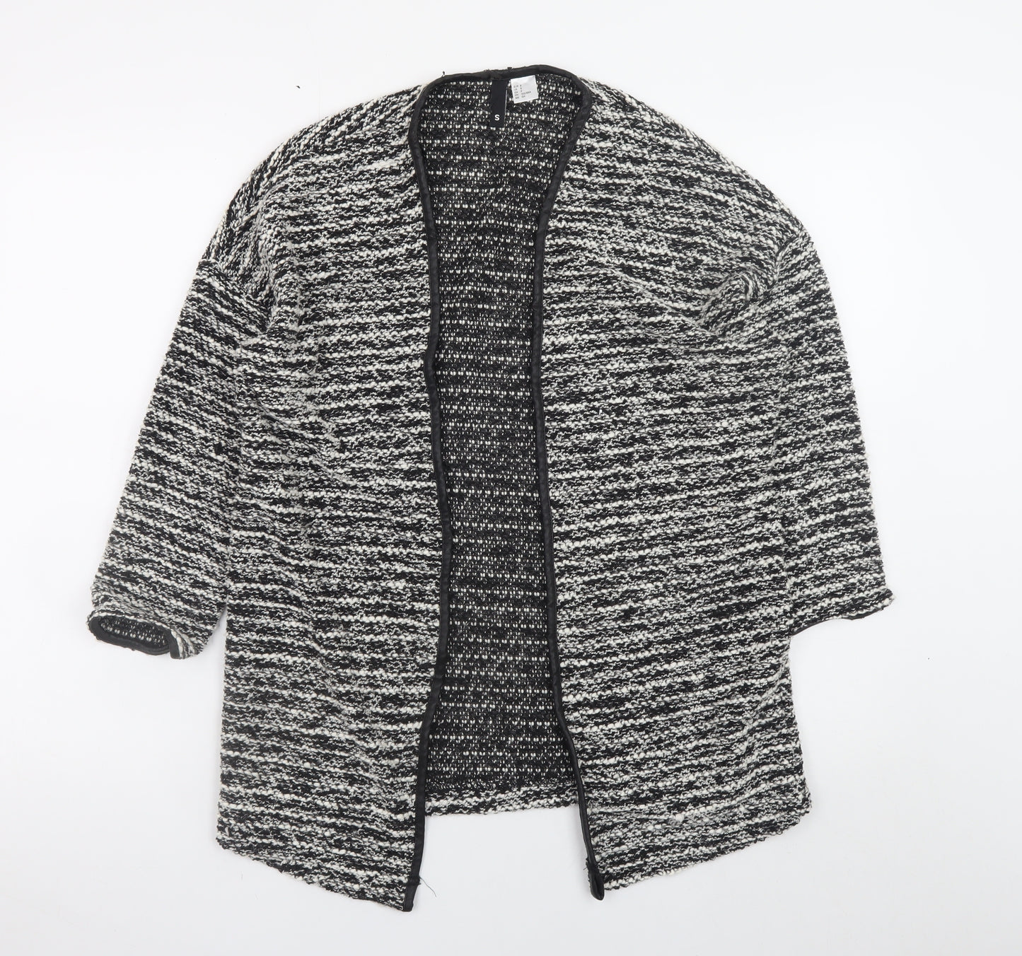 H&M Divided Women Black Knit Coatigan Size S Open Front