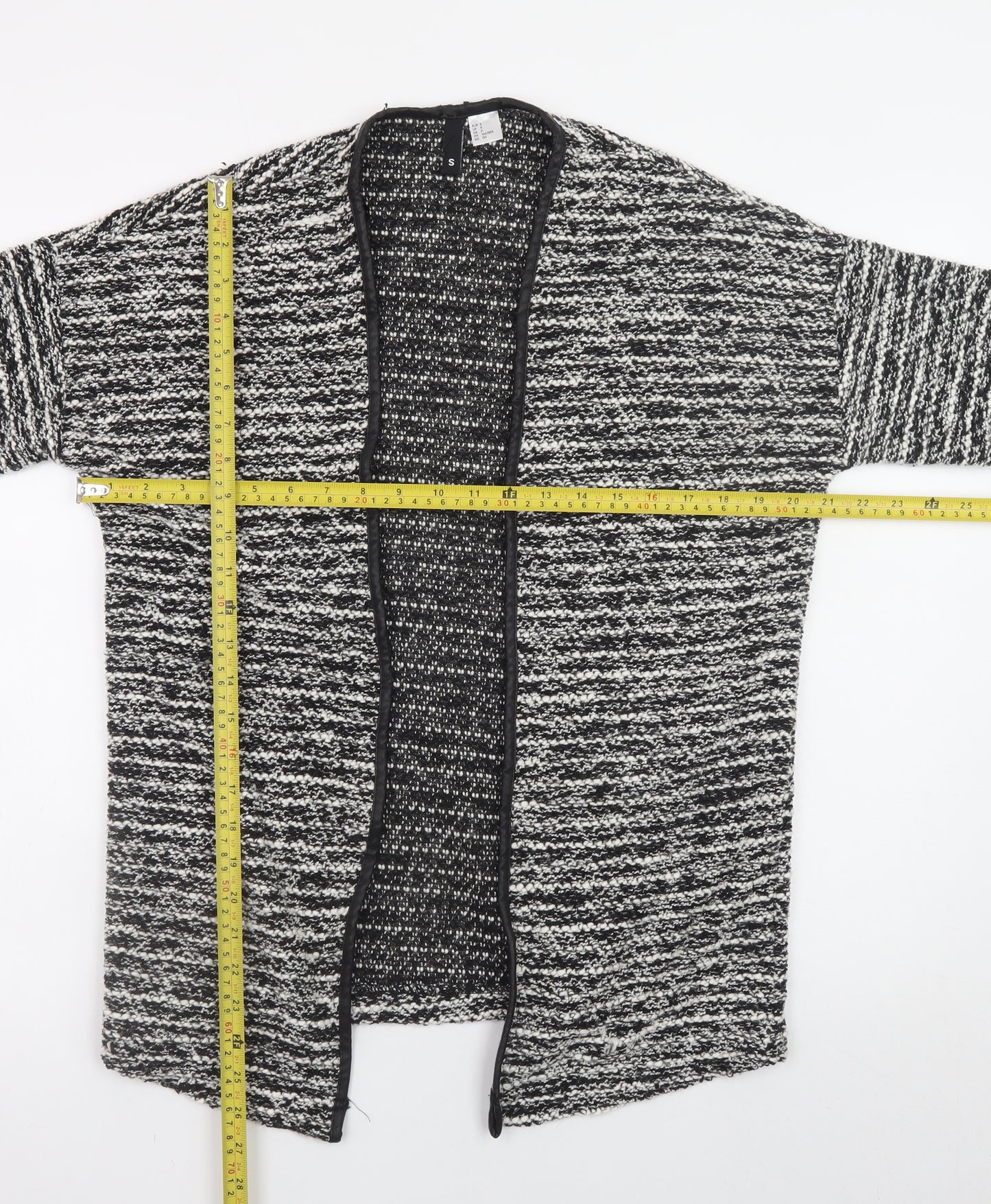 H&M Divided Women Black Knit Coatigan Size S Open Front