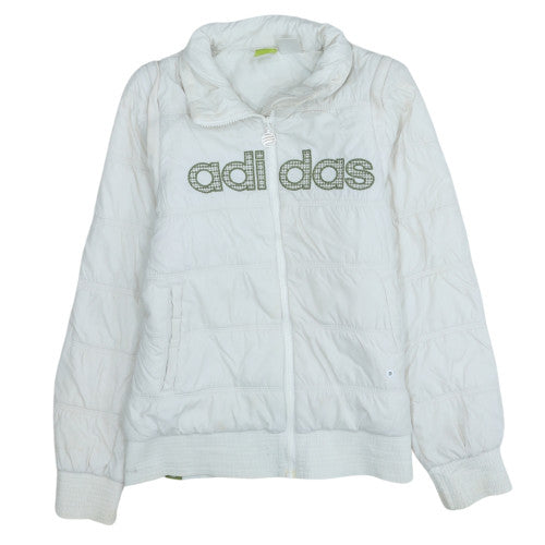 Adidas Womens White Puffer Jacket M Quilted Sports Style
