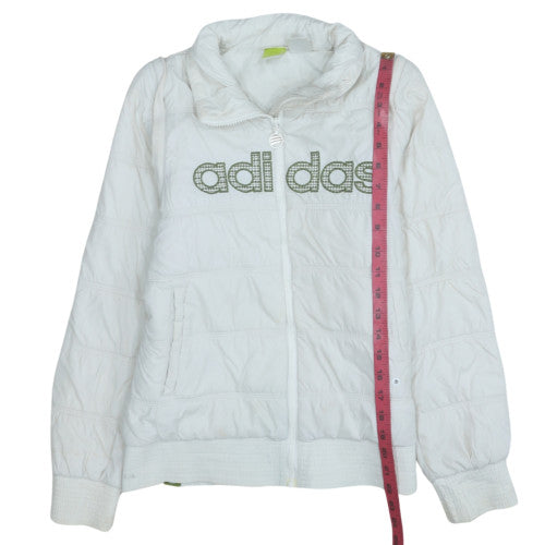 Adidas Womens White Puffer Jacket M Quilted Sports Style