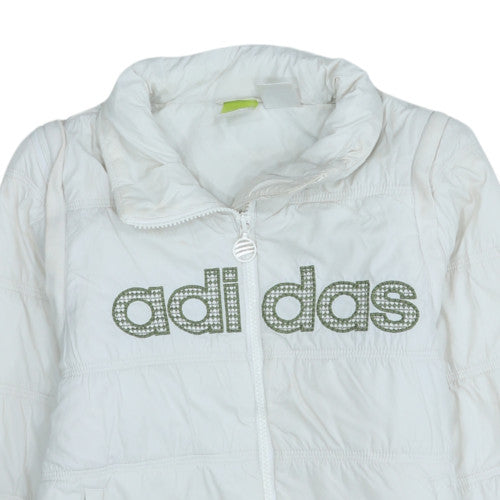 Adidas Womens White Puffer Jacket M Quilted Sports Style