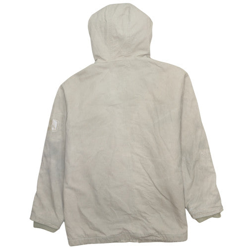 Quiksilver Men's Beige L Hooded Parka Coat Faux Fur Trim Lined Winter Jacket