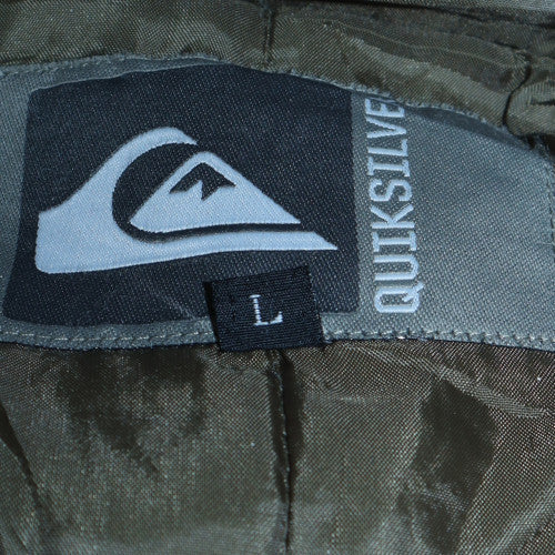 Quiksilver Men's Beige L Hooded Parka Coat Faux Fur Trim Lined Winter Jacket