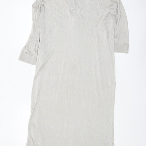 Weekday Women Beige Collared Midi Knit Shirt Dress Size M