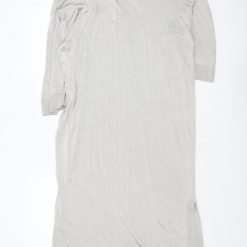 Weekday Women Beige Collared Midi Knit Shirt Dress Size M
