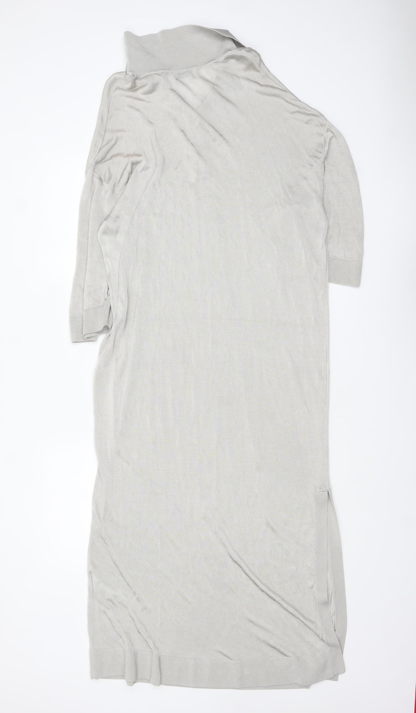 Weekday Women Beige Collared Midi Knit Shirt Dress Size M