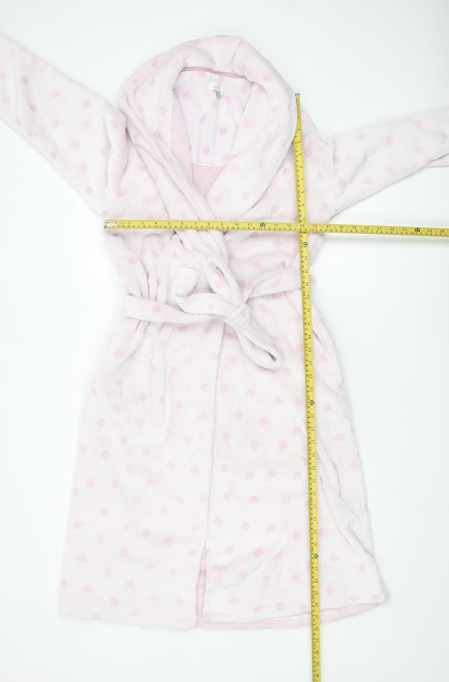 La Marquise Womens Pink Polka Dot Fleece Belted Robe Small