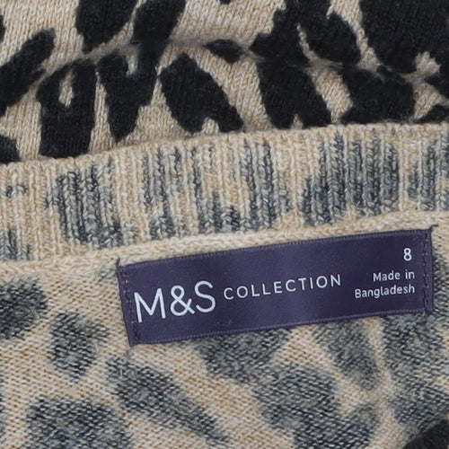 Marks and Spencer Women’s Beige Leopard Print Jumper Size 8