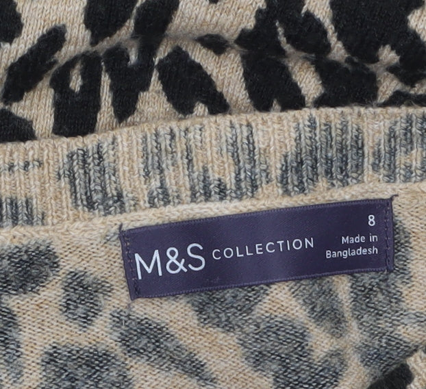 Marks and Spencer Women’s Beige Leopard Print Jumper Size 8