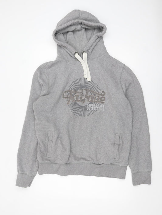 FatFace Men's Grey Pullover Hoodie L Graphic Print Cotton Blend