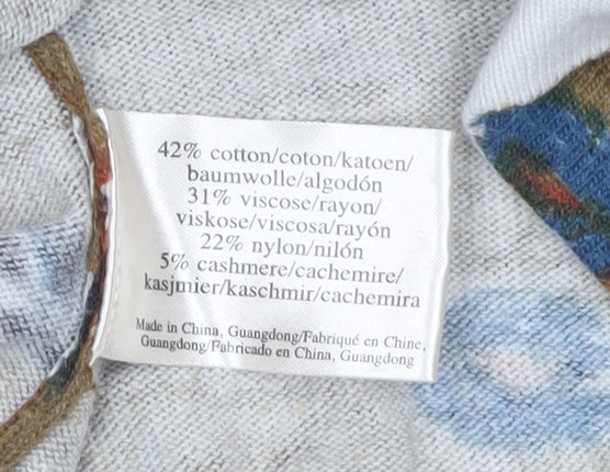 Laura Ashley Women's Brown Feather Print Cotton Pullover Jumper Size 8